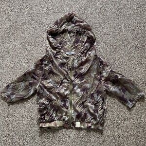 Prada Gray Camouflage Hooded Cropped Windbreaker Jacket 40